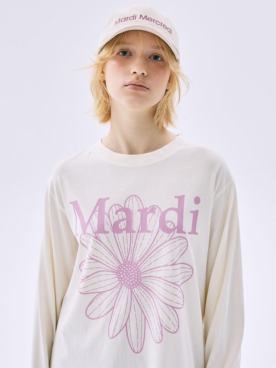 TSHIRT LONG SLEEVE FLOWERMARDI_CREAM PINKLAVENDER