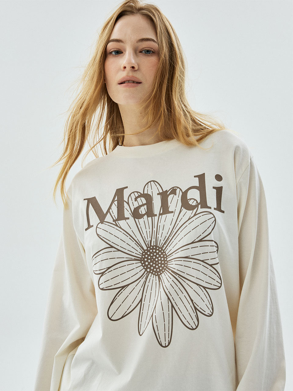 TSHIRT LONG SLEEVE FLOWERMARDI_CREAM TAUPE