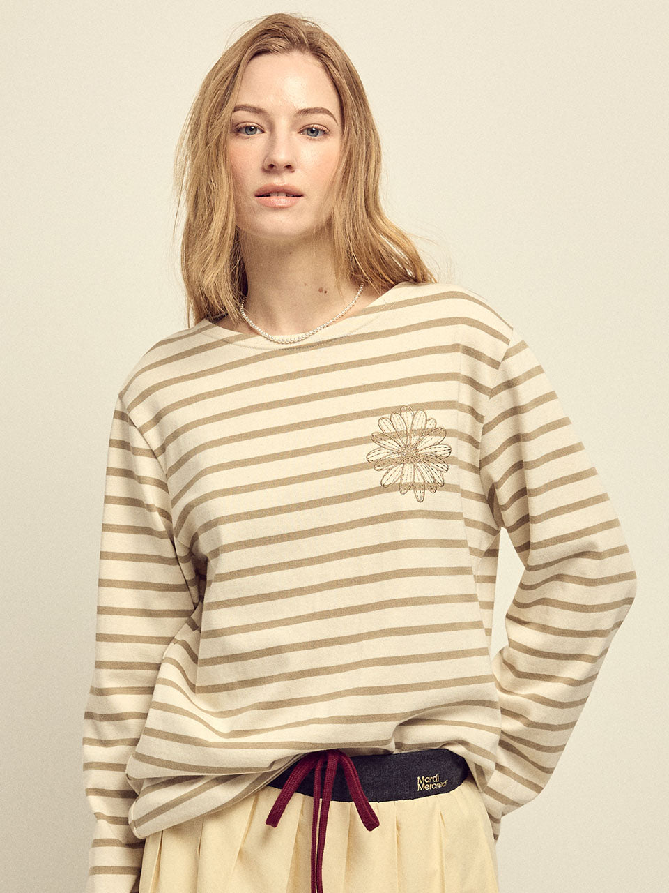 TSHIRT LONG SLEEVE STRIPE_BEIGE CHESTNUT