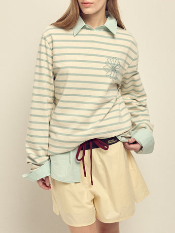 TSHIRT LONG SLEEVE STRIPE_MINT MINT
