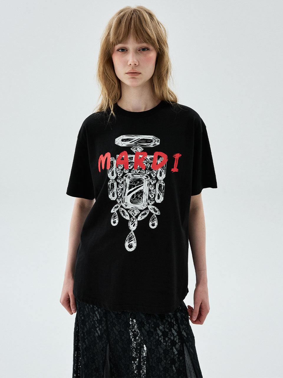 TSHIRT BIJOU BRUSH LOGO MARDI_BLACK RED