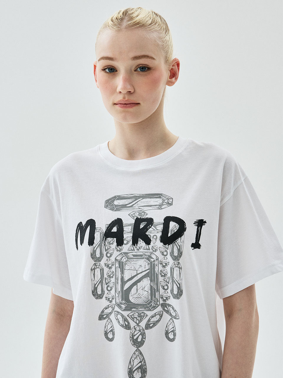 TSHIRT BIJOU BRUSH LOGO MARDI_WHITE BLACK