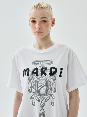 TSHIRT BIJOU BRUSH LOGO MARDI_WHITE BLACK