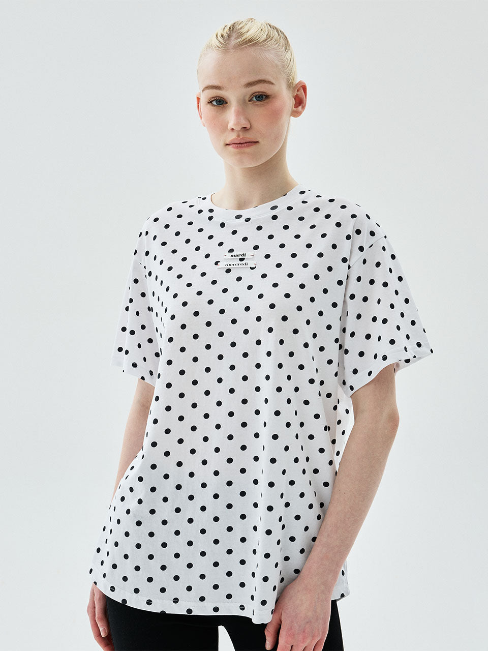TSHIRT DOT DOUBLE LABEL_WHITE