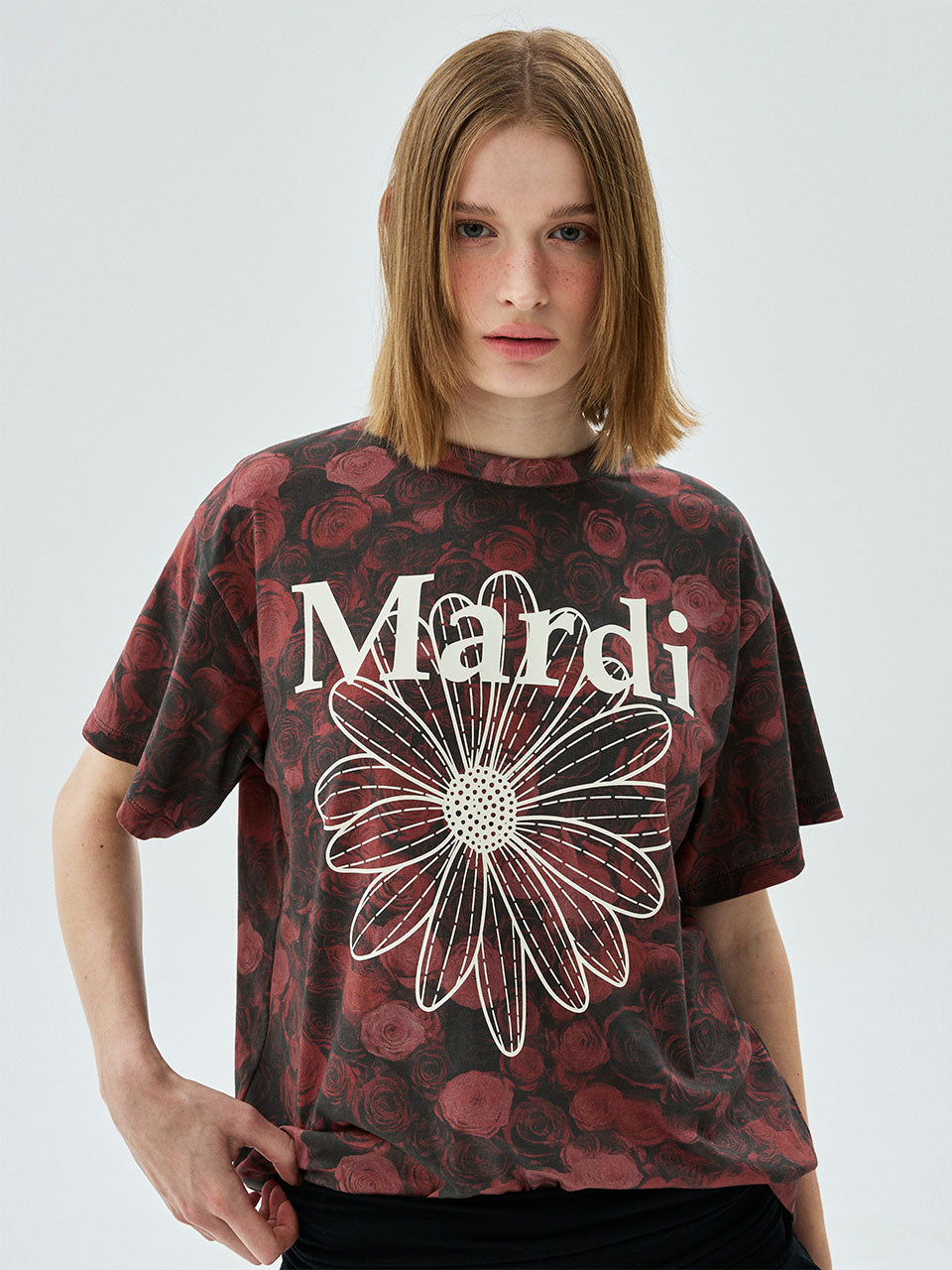 TSHIRT FLOWERMARDI FLEUR DE ROSE_RED IVORY