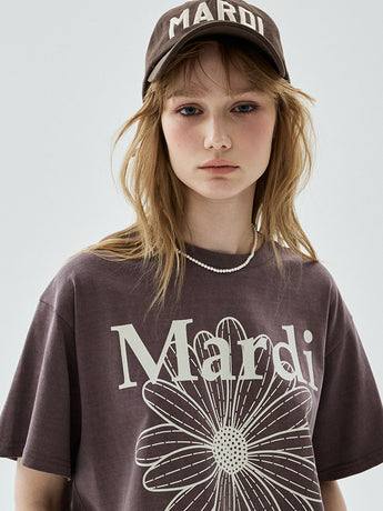 TSHIRT FLOWERMARDI PIGMENT WASHING_BROWN BEIGE