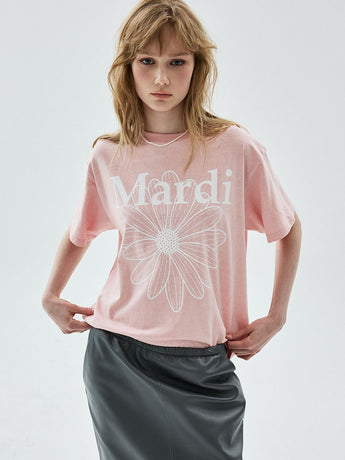TSHIRT FLOWERMARDI PIGMENT WASHING_INDIPINK WHITE