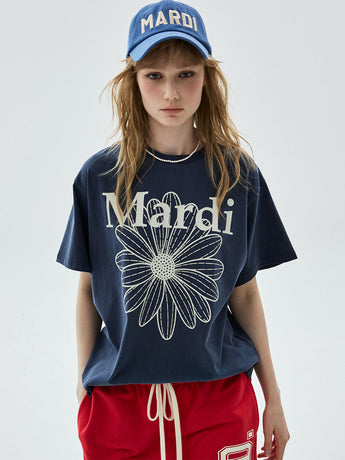 TSHIRT FLOWERMARDI PIGMENT WASHING_NAVY BEIGE