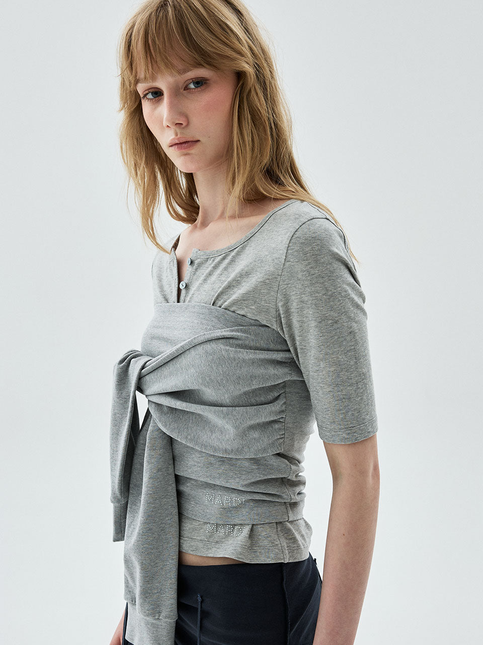 TUBE TOP TIE DETAIL 2WAY_GREY