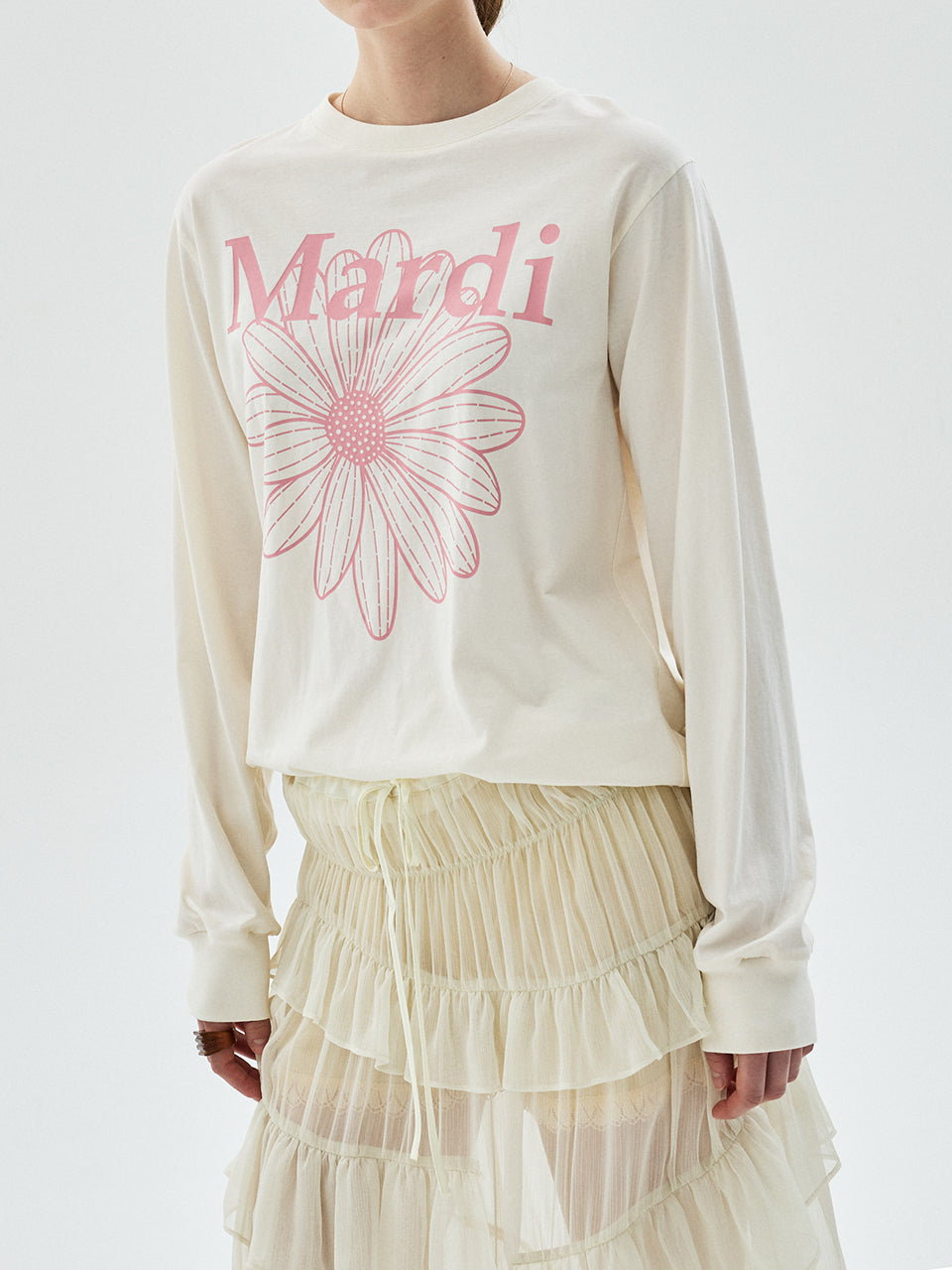TSHIRT LONG SLEEVE FLOWERMARDI_CREAM INDIPINK