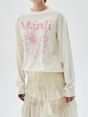 TSHIRT LONG SLEEVE FLOWERMARDI_CREAM INDIPINK