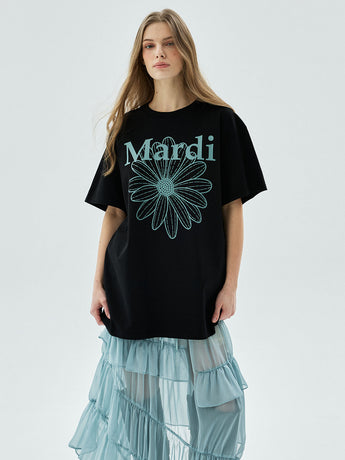 UNISEX TSHIRT FLOWERMARDI_BLACK MINT