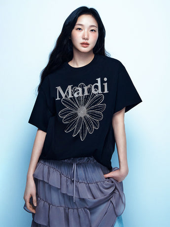 UNISEX TSHIRT FLOWERMARDI_BLACK TAUPE