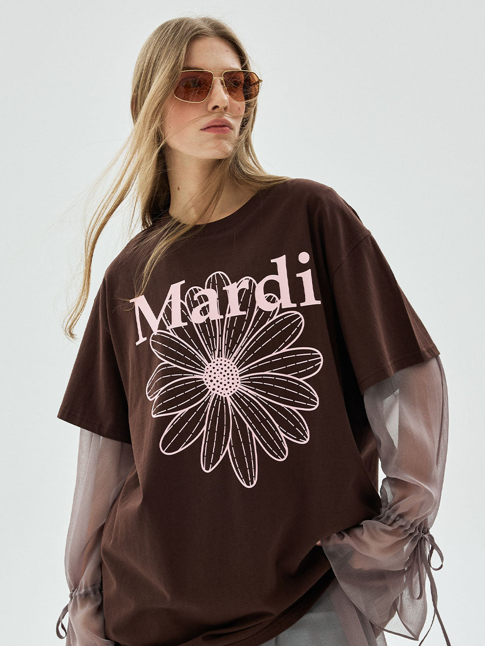 UNISEX TSHIRT FLOWERMARDI_BROWN PALEPINK