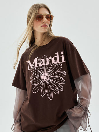 UNISEX TSHIRT FLOWERMARDI_BROWN PALEPINK