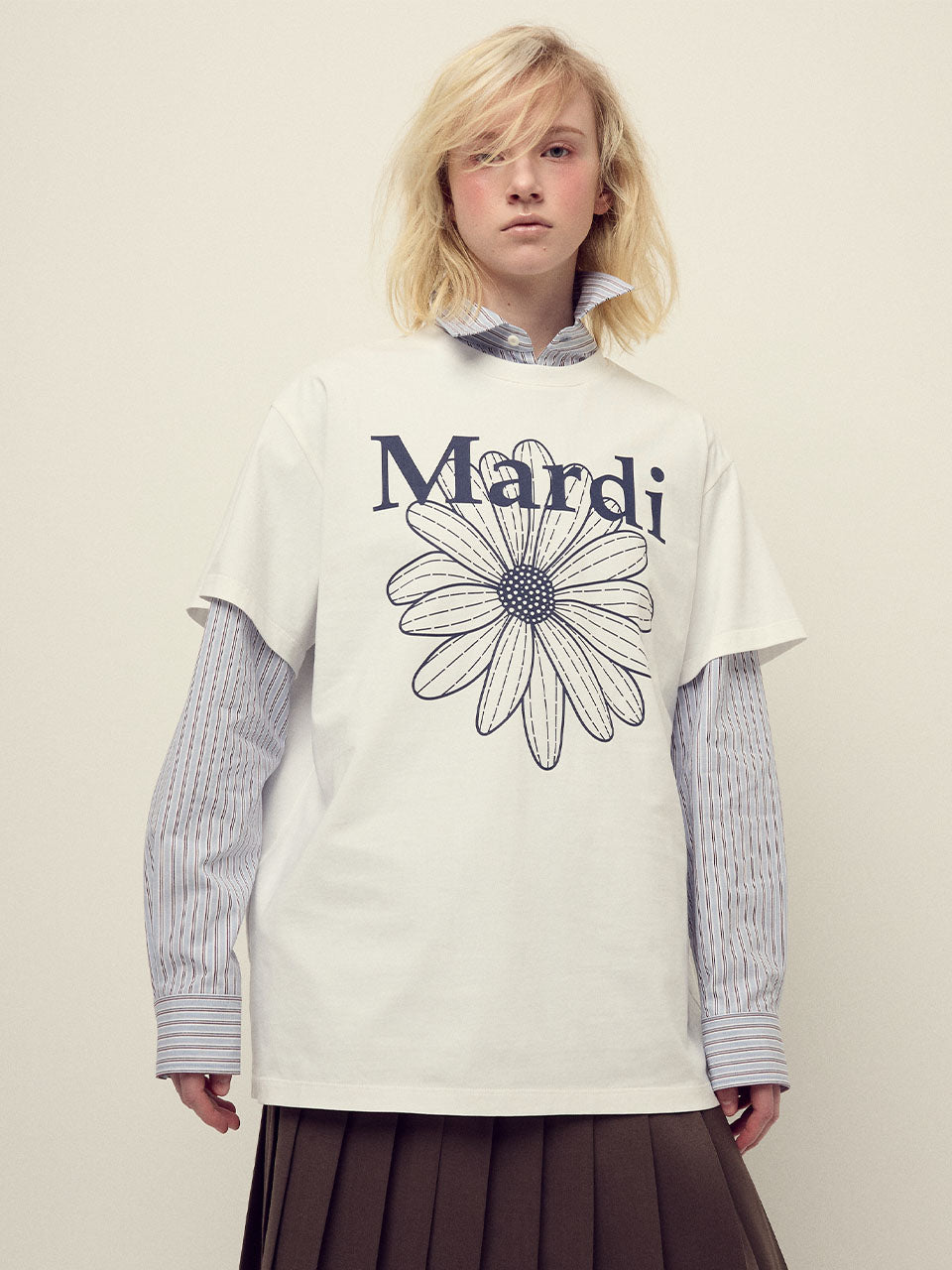 UNISEX TSHIRT FLOWERMARDI_IVORY NAVY
