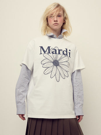 UNISEX TSHIRT FLOWERMARDI_IVORY NAVY