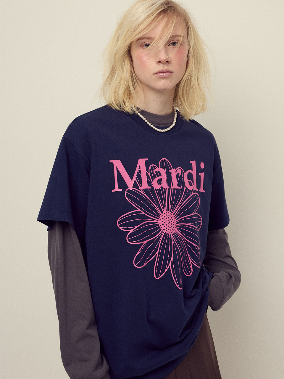 UNISEX TSHIRT FLOWERMARDI_NAVY PINK