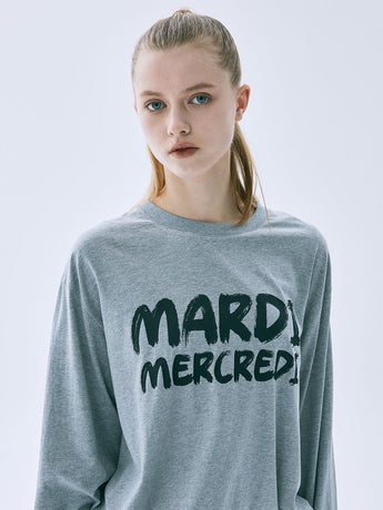 UNISEX TSHIRT LONG SLEEVE BRUSH LOGO CONTRAST_GREY BLACK