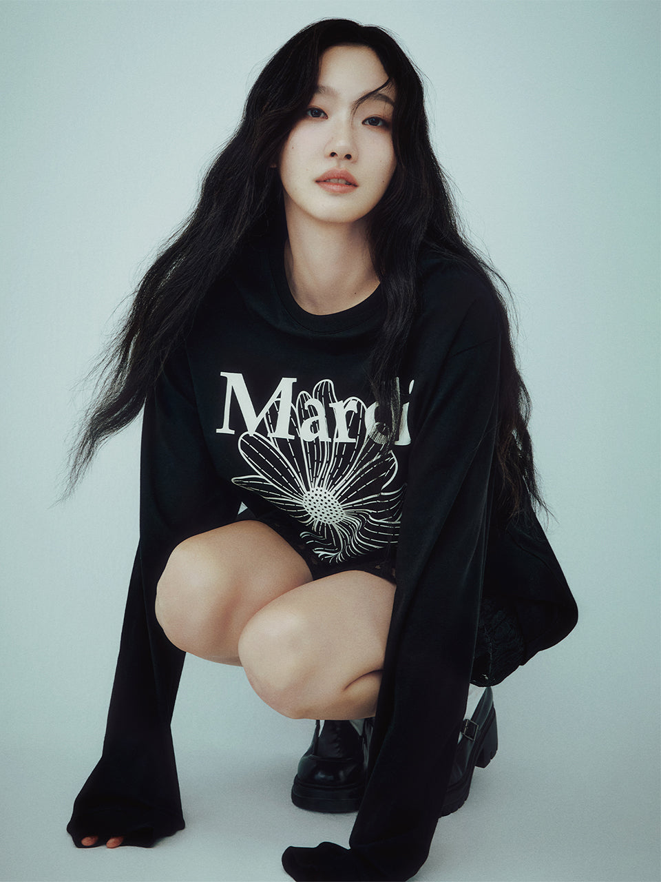 [Restocking on September 24] UNISEX TSHIRT LONG SLEEVE FLOWERMARDI_BLACK IVORY