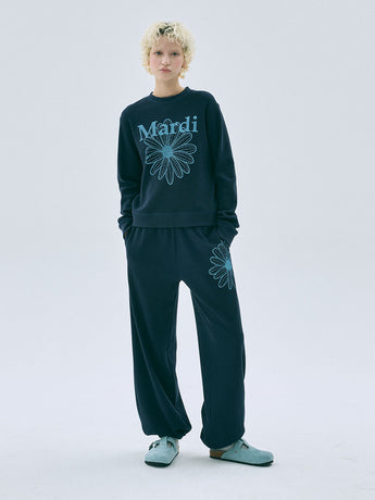 WAFFLE JOGGER PANTS FLOWER_NAVY SKY