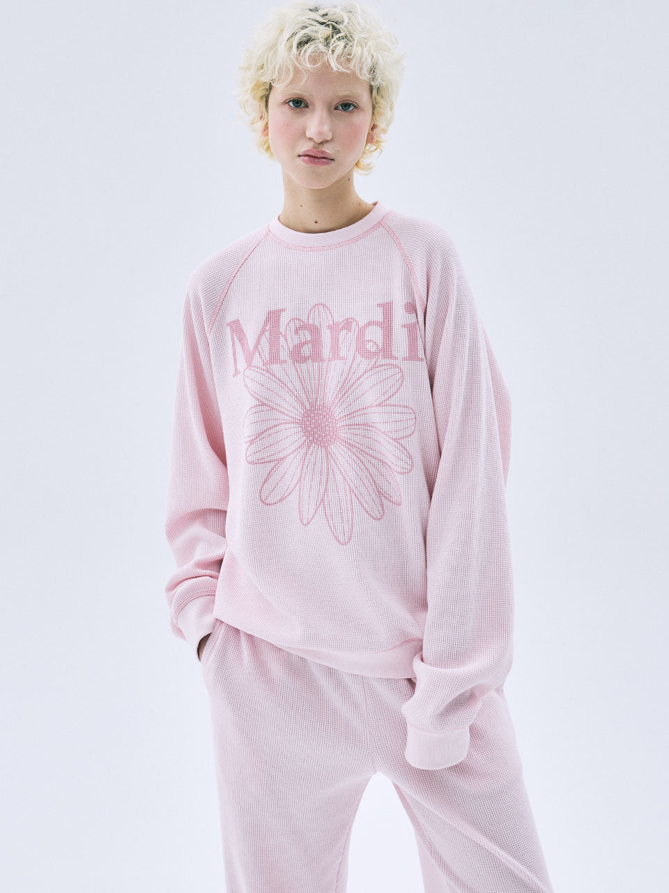 WAFFLE OVERSIZED SWEATSHIRT FLOWERMARDI_PINK PINK