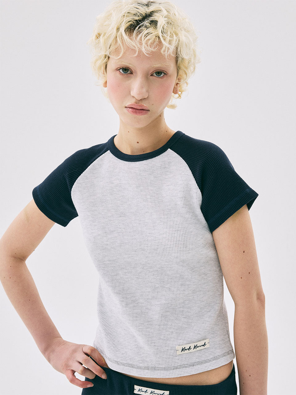 WAFFLE CROPPED TSHIRT RAGLAN_HEATHER