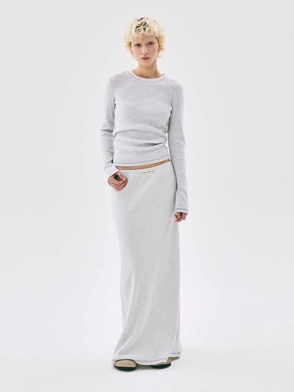 WAFFLE MAXI SKIRT_HEATHER