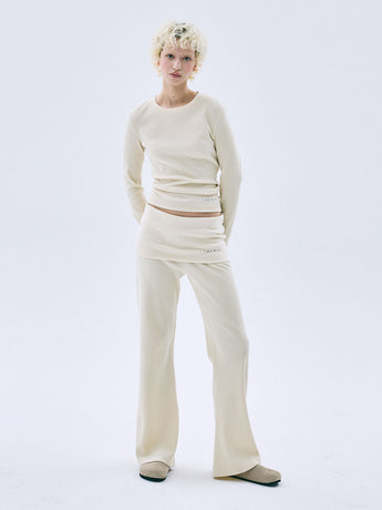 WAFFLE PANTS FOLDOVER WAIST_BUTTER