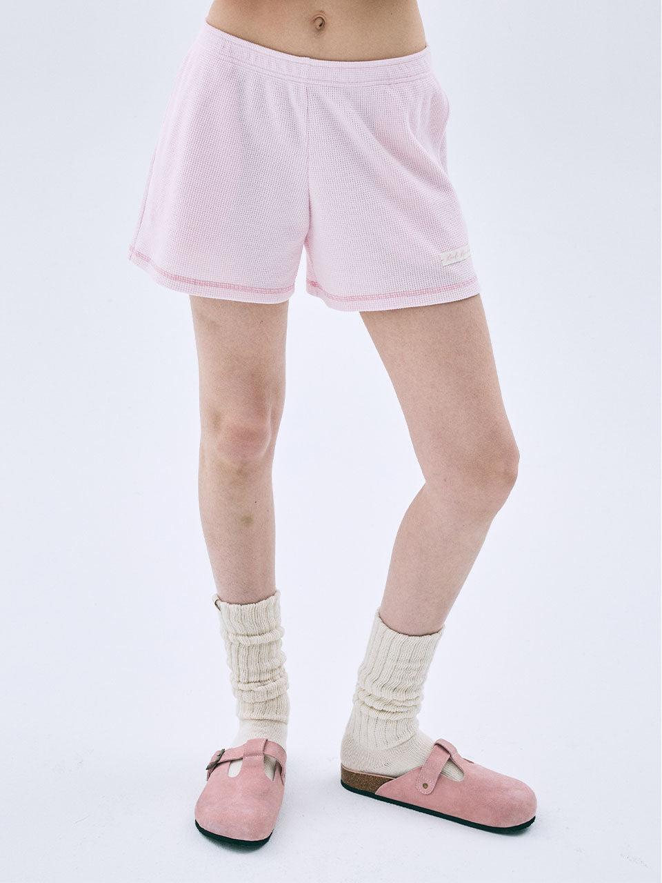 WAFFLE SHORTS ESSENTIAL_PINK