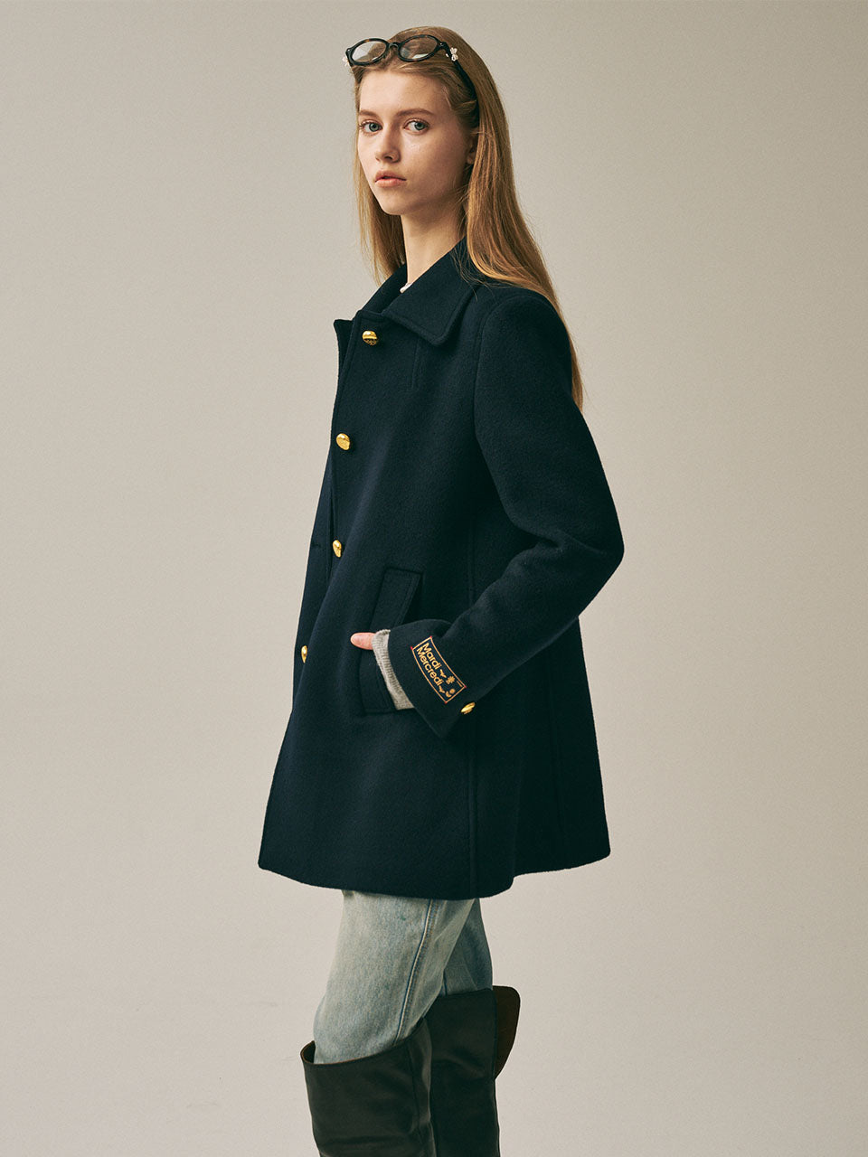 WOOL A LINE JACKET_NAVY