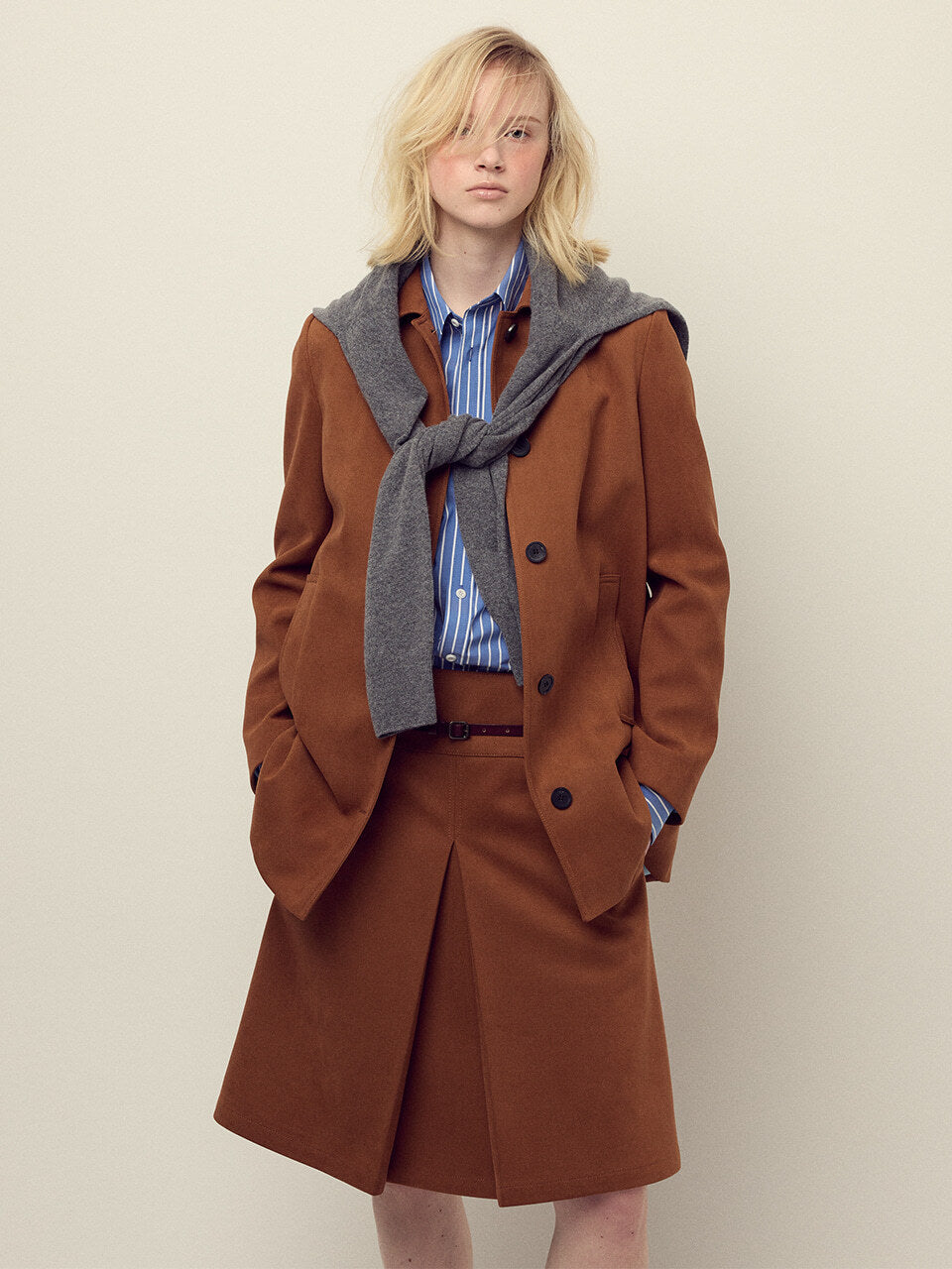 SUEDE A LINE JACKET_CAMEL