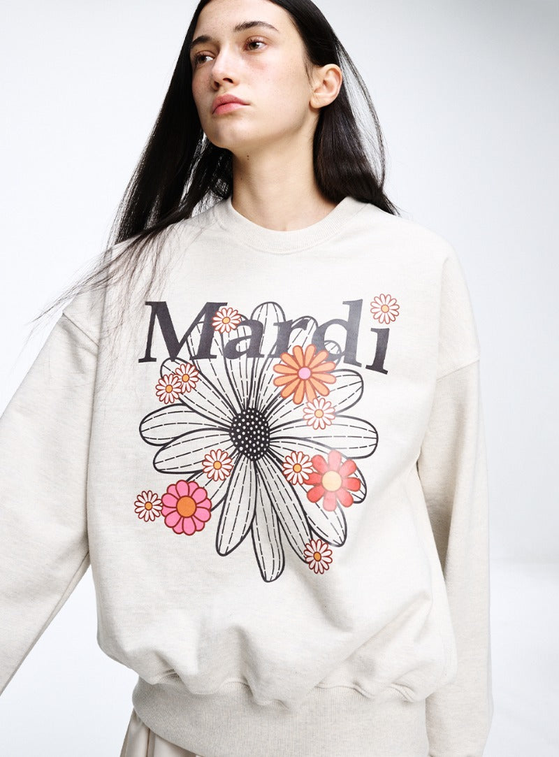 SWEATSHIRT FLOWERMARDI BLOSSOM_OATMEAL BLACK