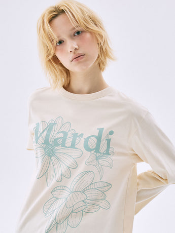TSHIRT LONG SLEEVE TRIPLE FLOWER_BUTTER MOSSGREEN