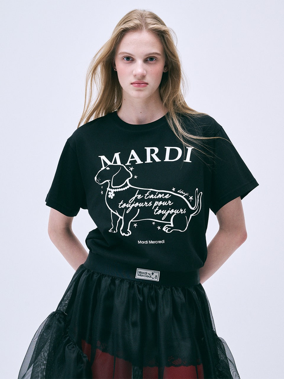 TSHIRT SWING THE TAIL DDANJI FLOWER CHOKER_BLACK IVORY