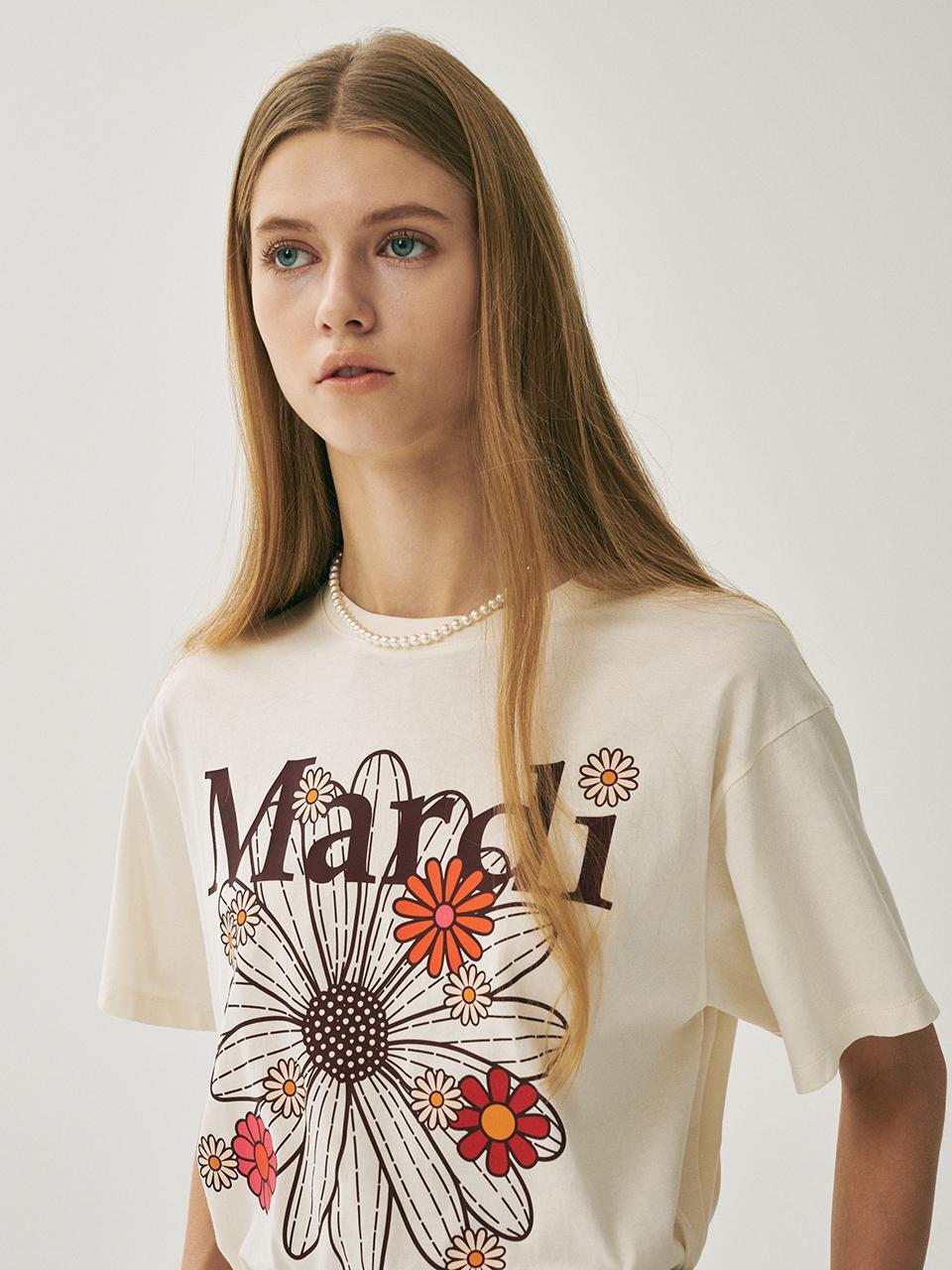TSHIRT FLOWERMARDI BLOSSOM_CREAM BURGUNDY
