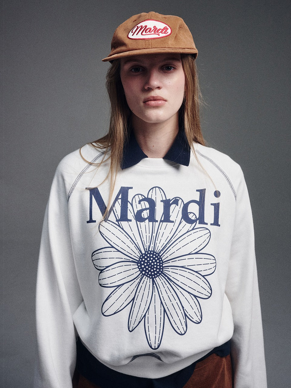 SWEATSHIRT RAGLAN FLOWERMARDI_WHITE NAVY