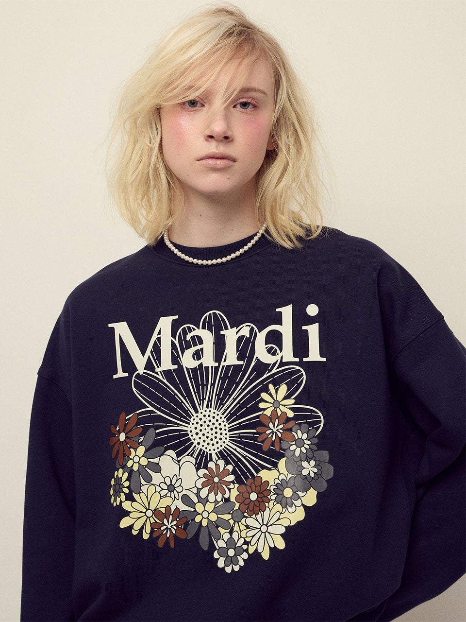 SWEATSHIRT FLOWERMARDI JARDIN_NAVY IVORY