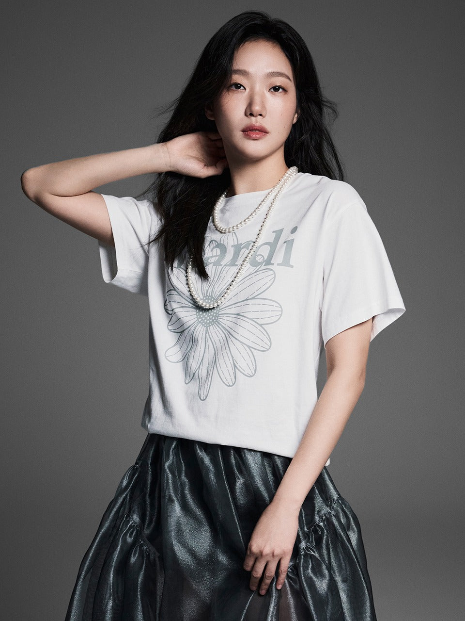 TSHIRT FLOWERMARDI_WHITE LIGHTGREY