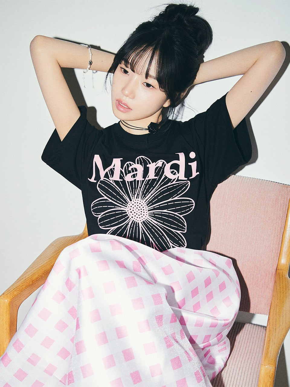 TSHIRT FLOWERMARDI_BLACK PINK