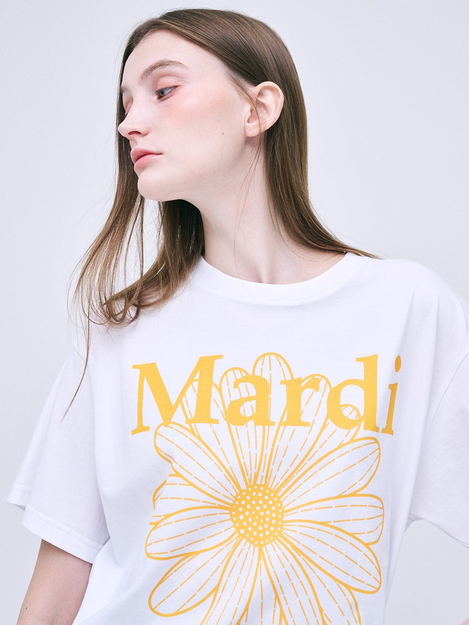 TSHIRT FLOWERMARDI_WHITE TANGERINE