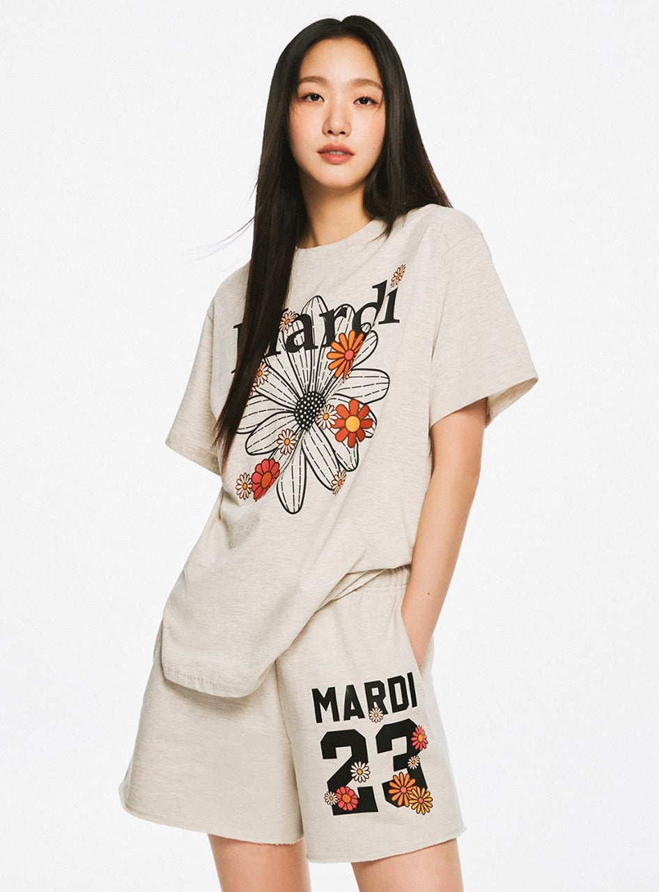TSHIRT FLOWERMARDI BLOSSOM_OATMEAL BLACK
