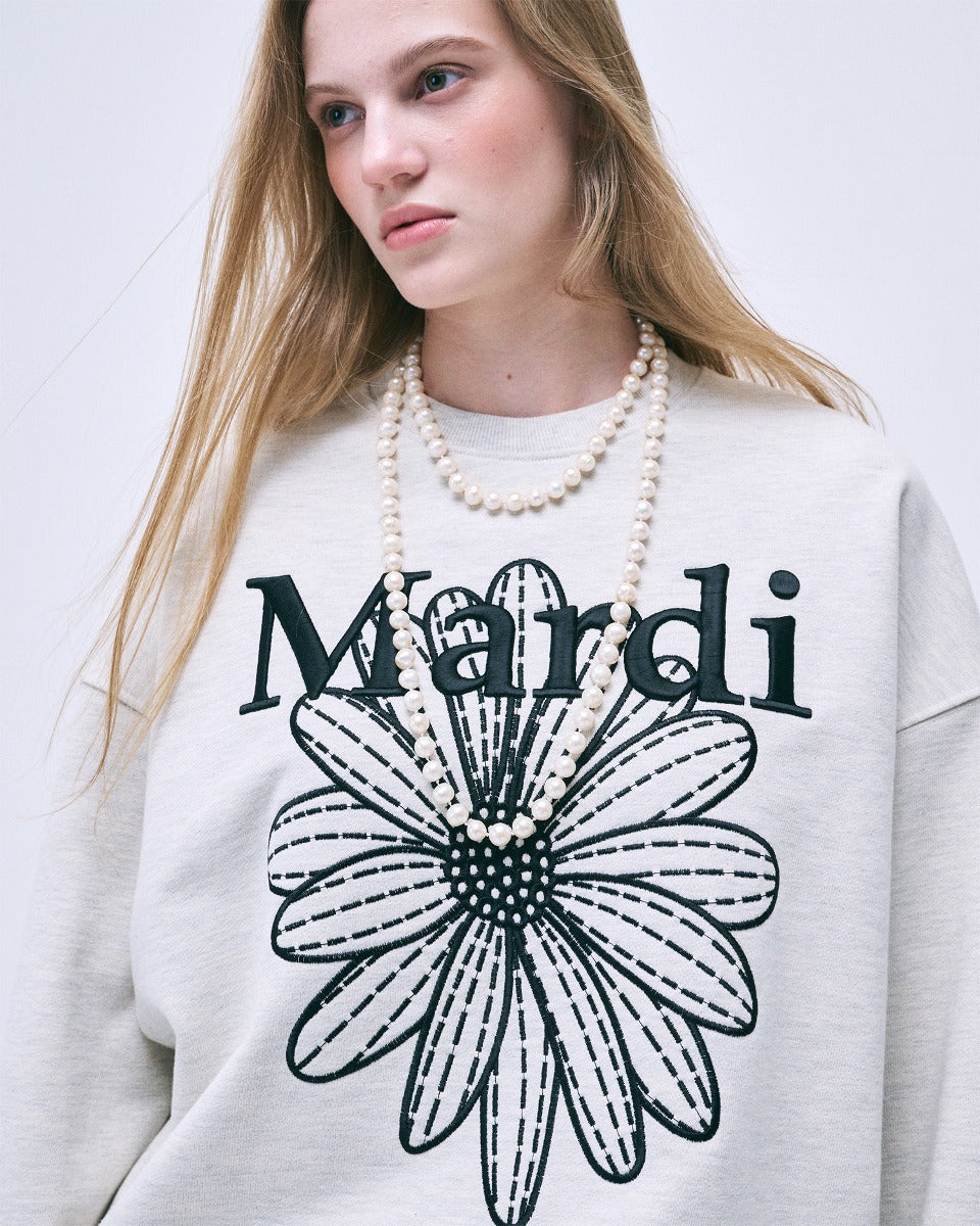 SWEATSHIRT FLOWERMARDI NEEDLEWORK_OATMEAL BLACK