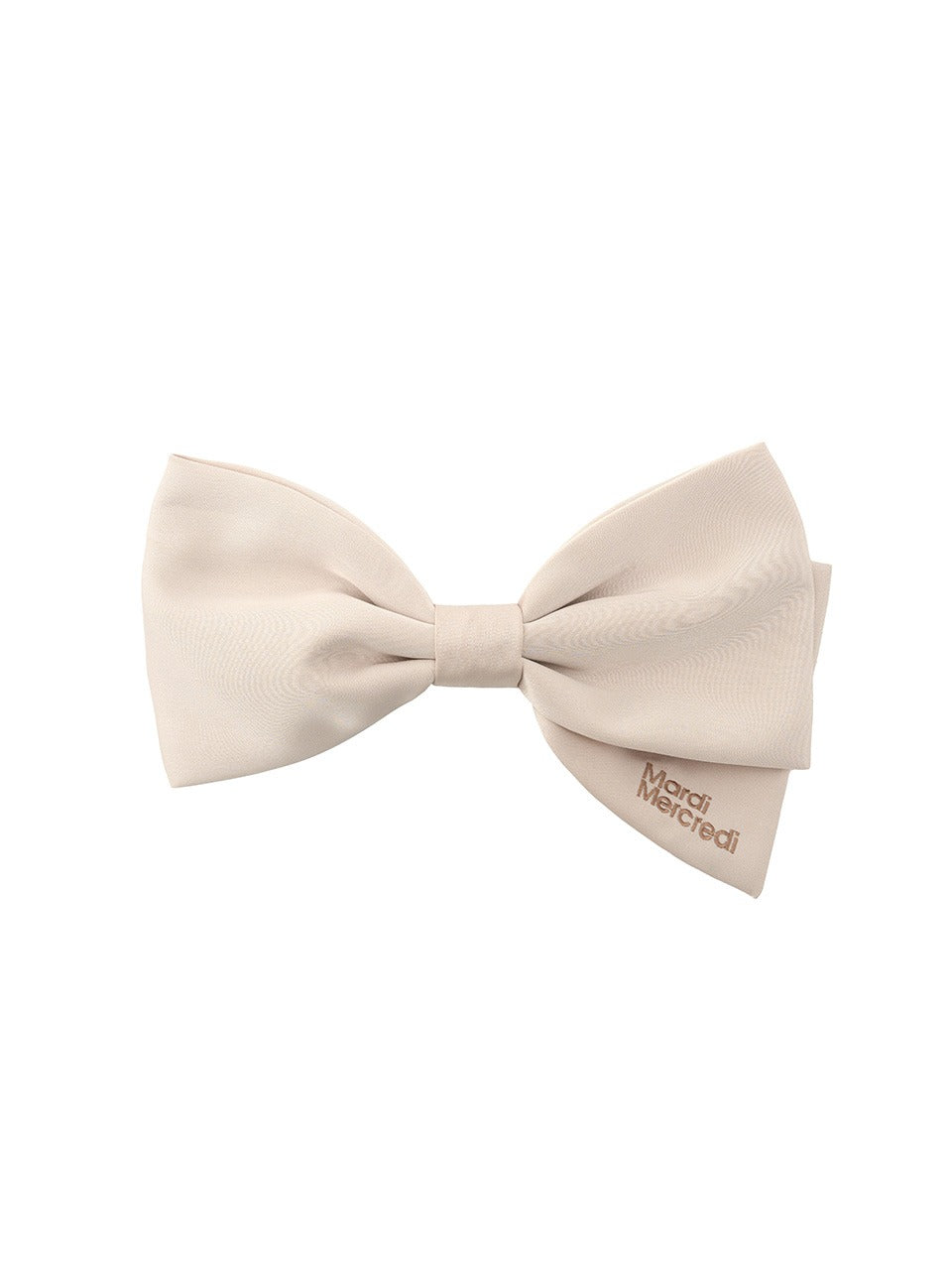 SILK BOW HAIR CLIP_LIGHTBEIGE