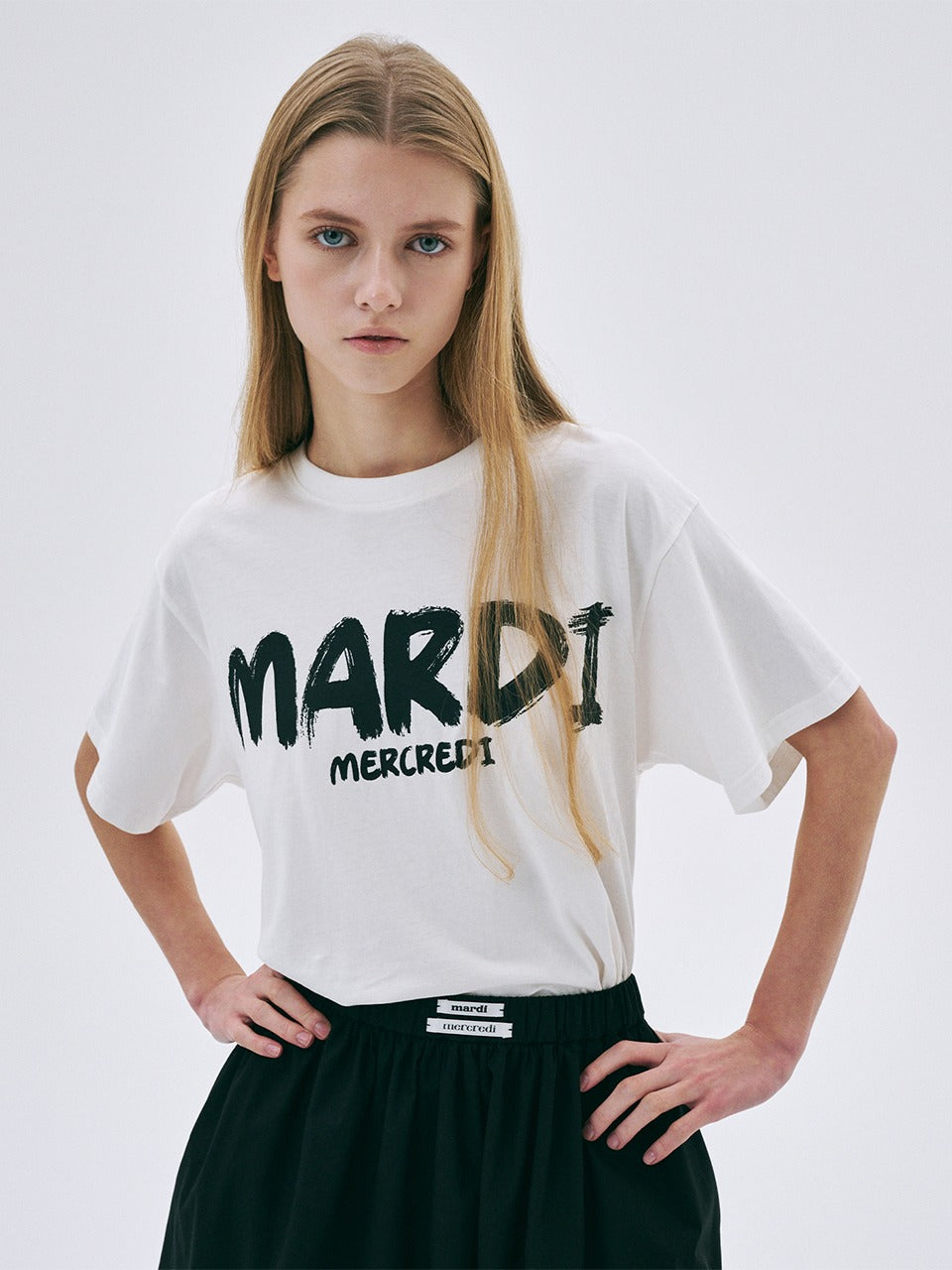 TSHIRT BRUSH LOGO CONTRAST_IVORY BLACK