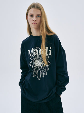 UNISEX TSHIRT LONG SLEEVE FLOWERMARDI_NAVY IVORY
