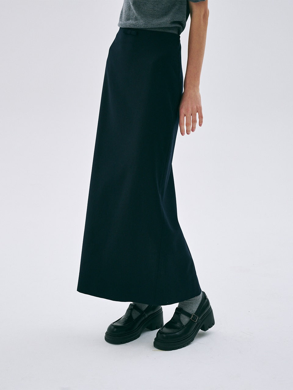 MAXI SKIRT SLIT_NAVY
