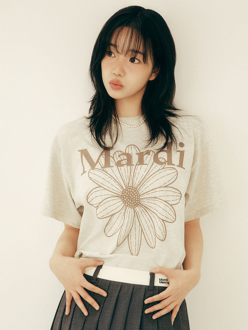 TSHIRT FLOWERMARDI_OATMEAL TAUPE