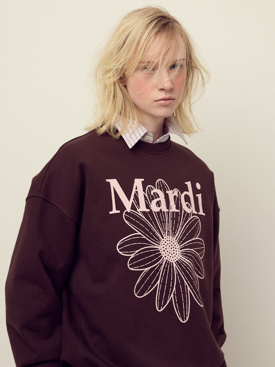 SWEATSHIRT FLOWERMARDI_BROWN PALEPINK