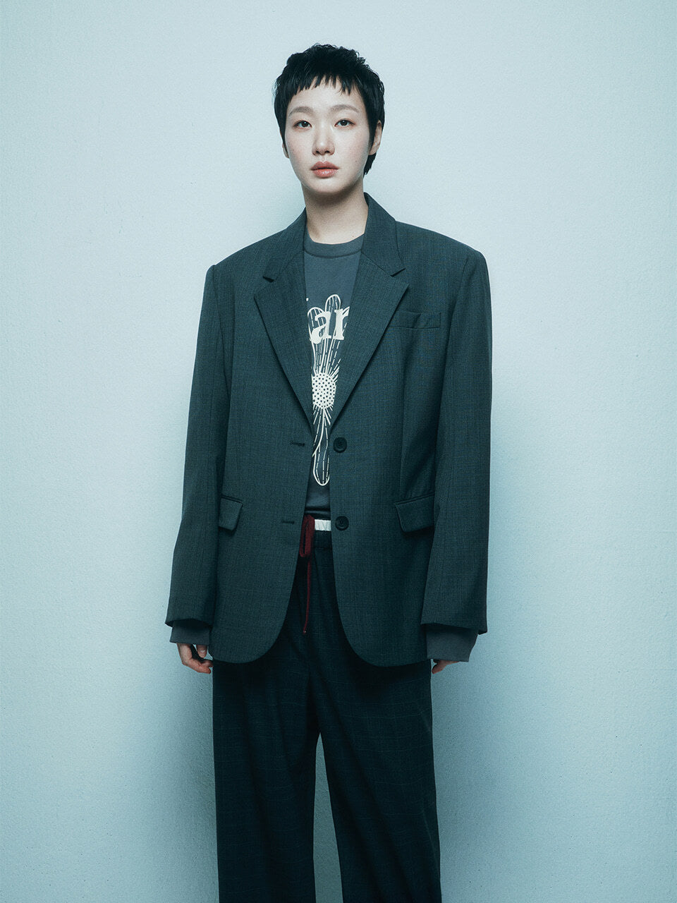 WOOL OVERSIZED SINGLE JACKET_CHARCOAL